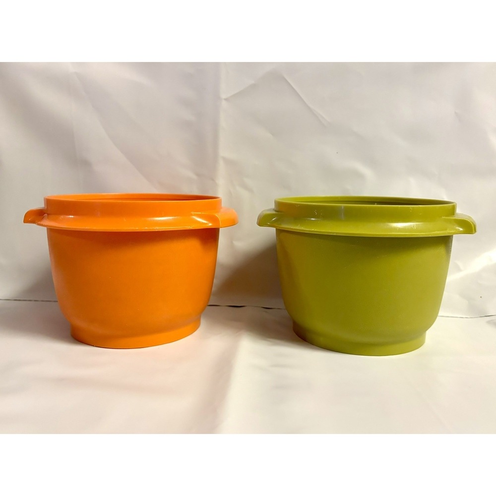 Tupperware Vintage Bowl Container Canister Harvest Fall Colors Set‎ of 2